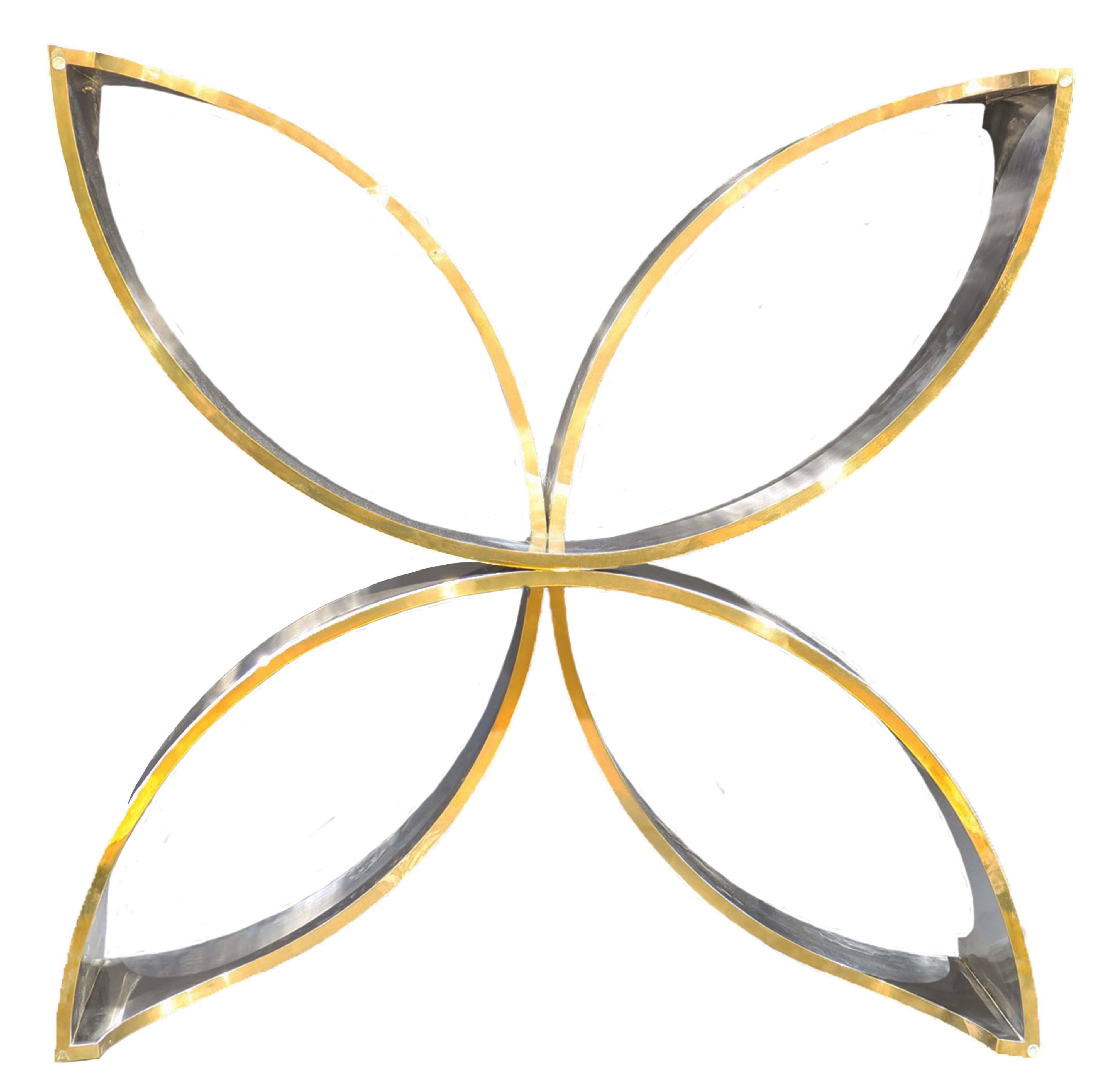 Mid Century Modern Square Center Table, Chrome Metal and Glass Top