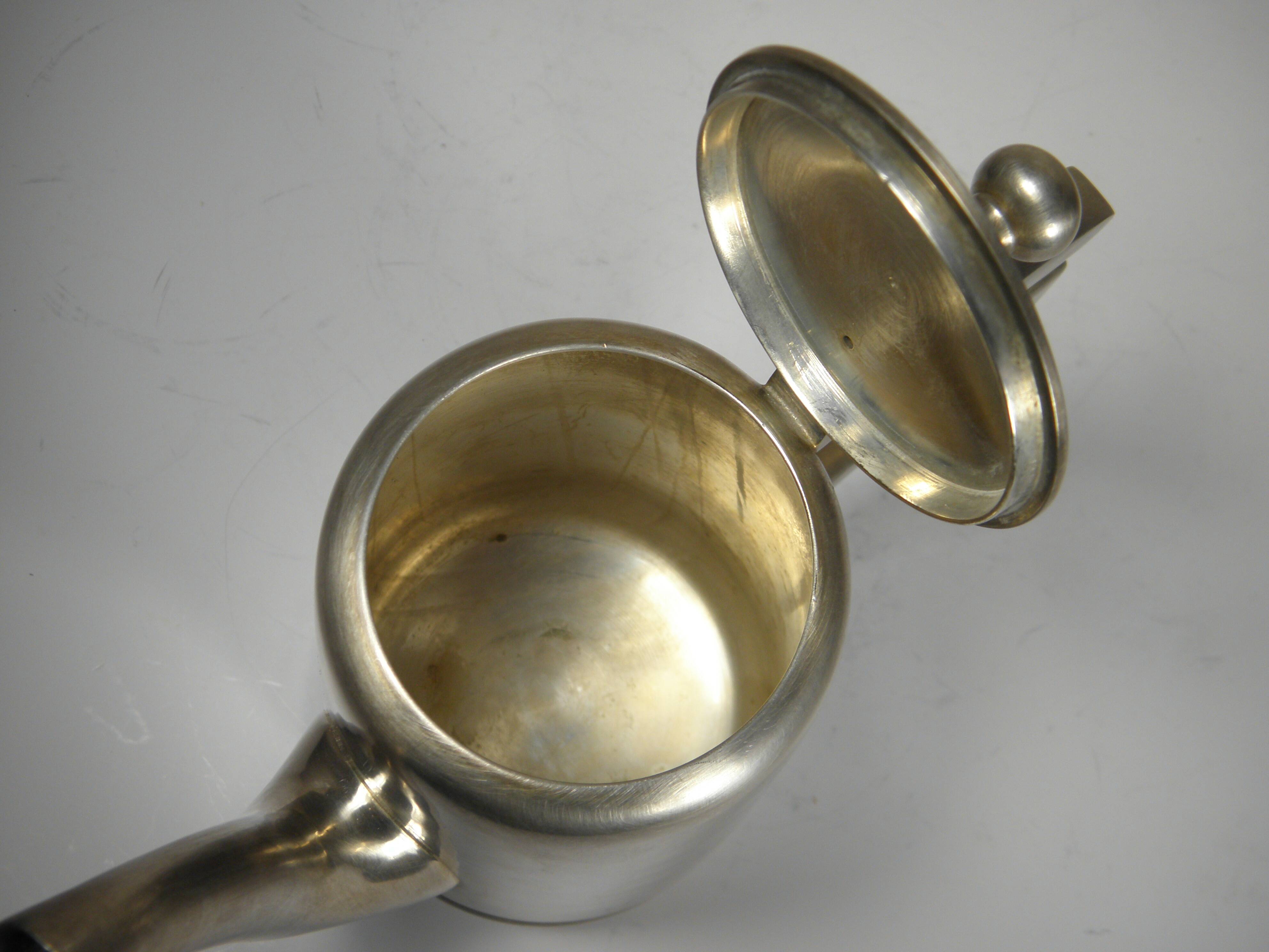 Silver-plated metal coffee pot and milk jug