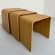 Set of 3 nesting coffee tables in thermoformed wood, 80s design