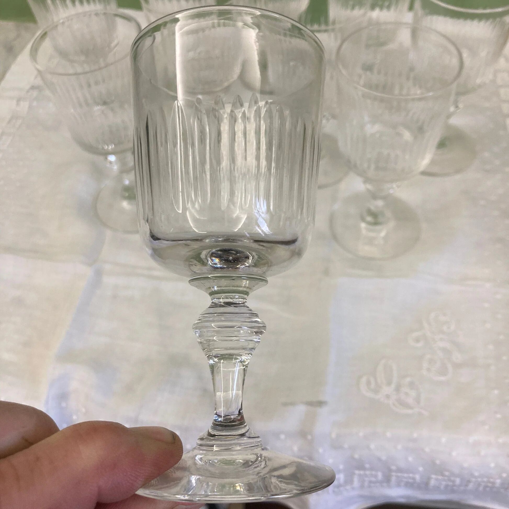 Baccarat 10 white wine glasses, Renaissance model, around 1900.