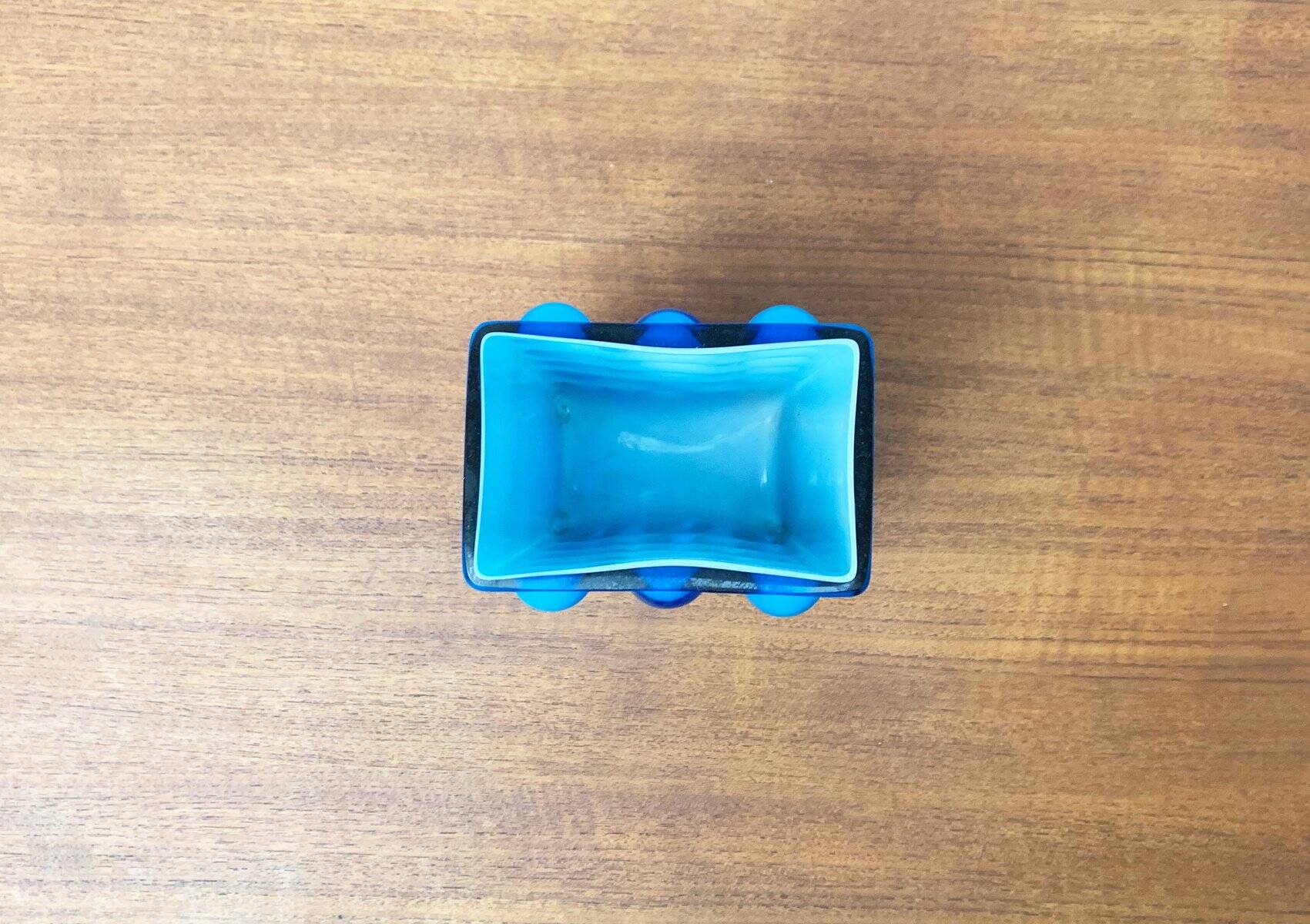 Mid-century German block glass bubble vase by Karl Friedrich Glass.