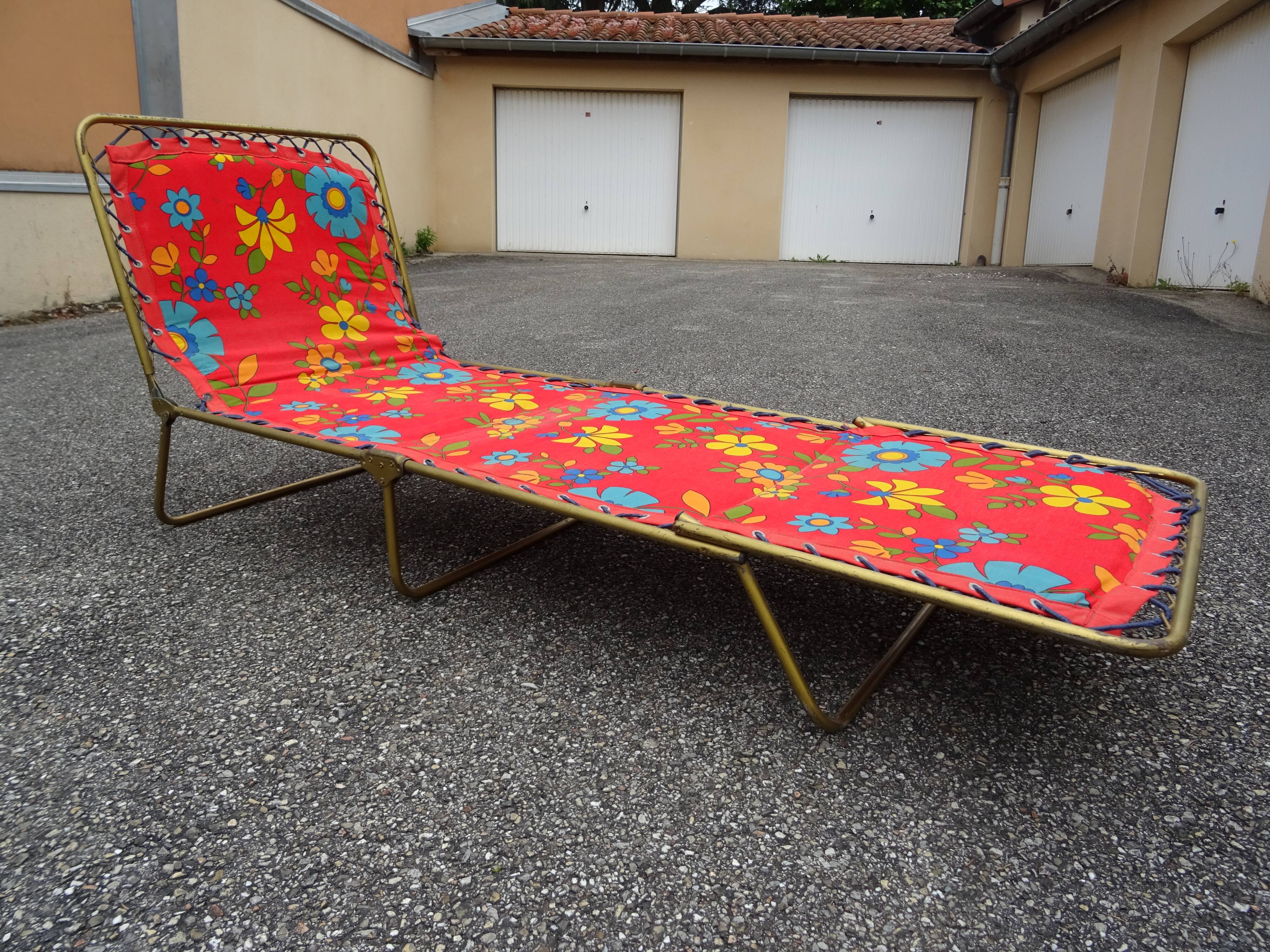 Lafuma Chantazur vintage folding lounge chair relax deck chair