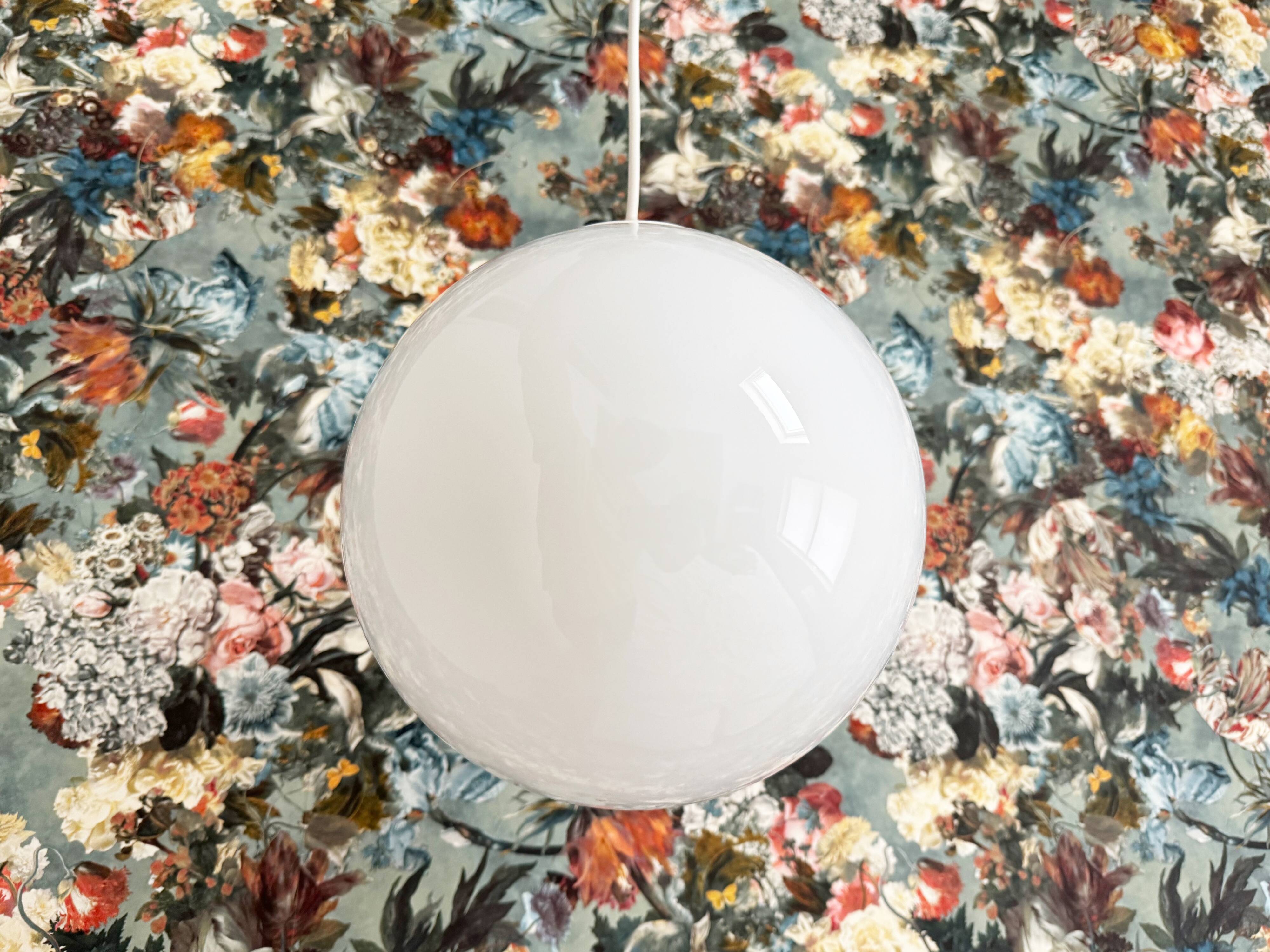 Vintage milk glass globe hanging lamp