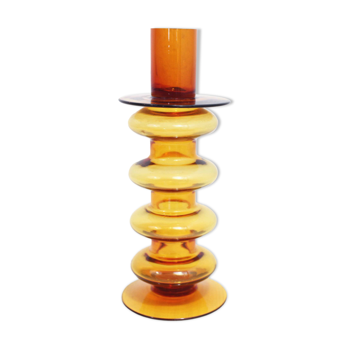 Space age glass candle holder