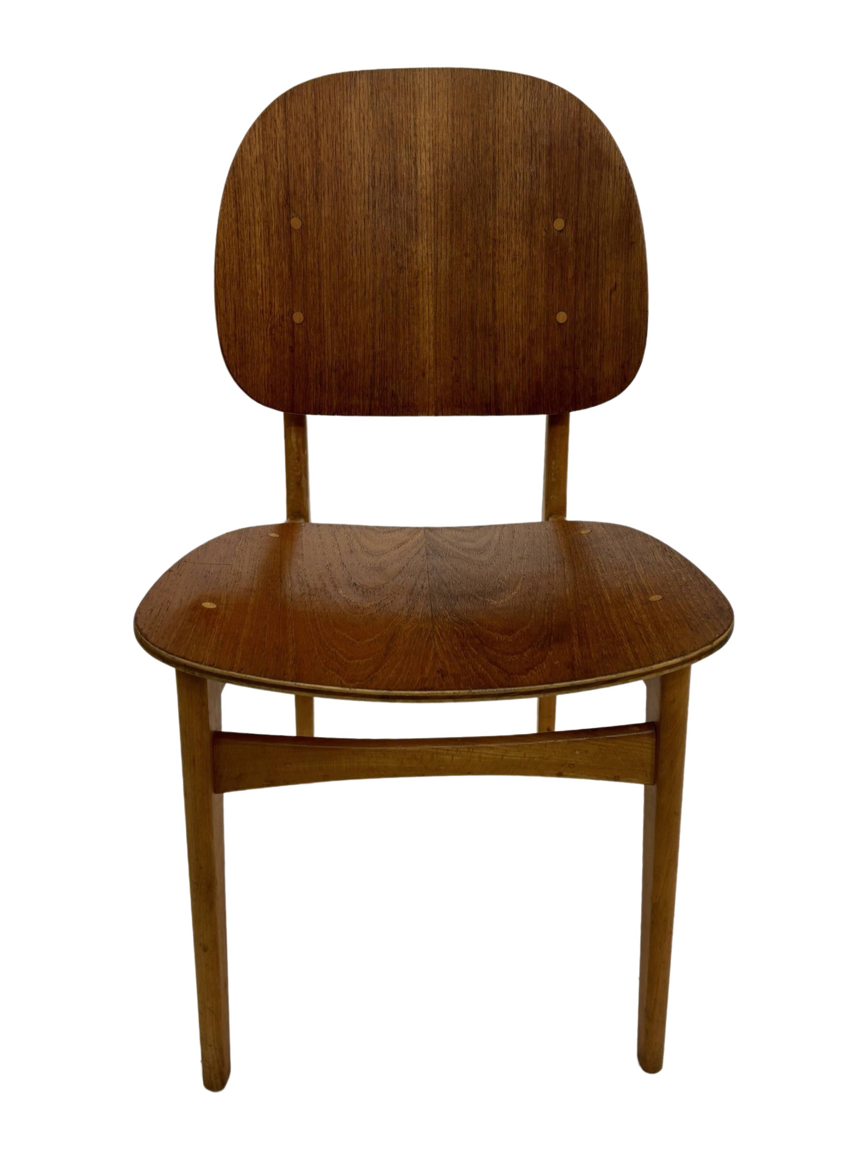 Vintage dining room chair Scandinavian 1960s plywood and teak design