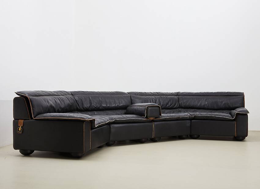 Carlo Bartoli Leather Sofa Bogo Series for Rossi di Albizzate Italy 1970s