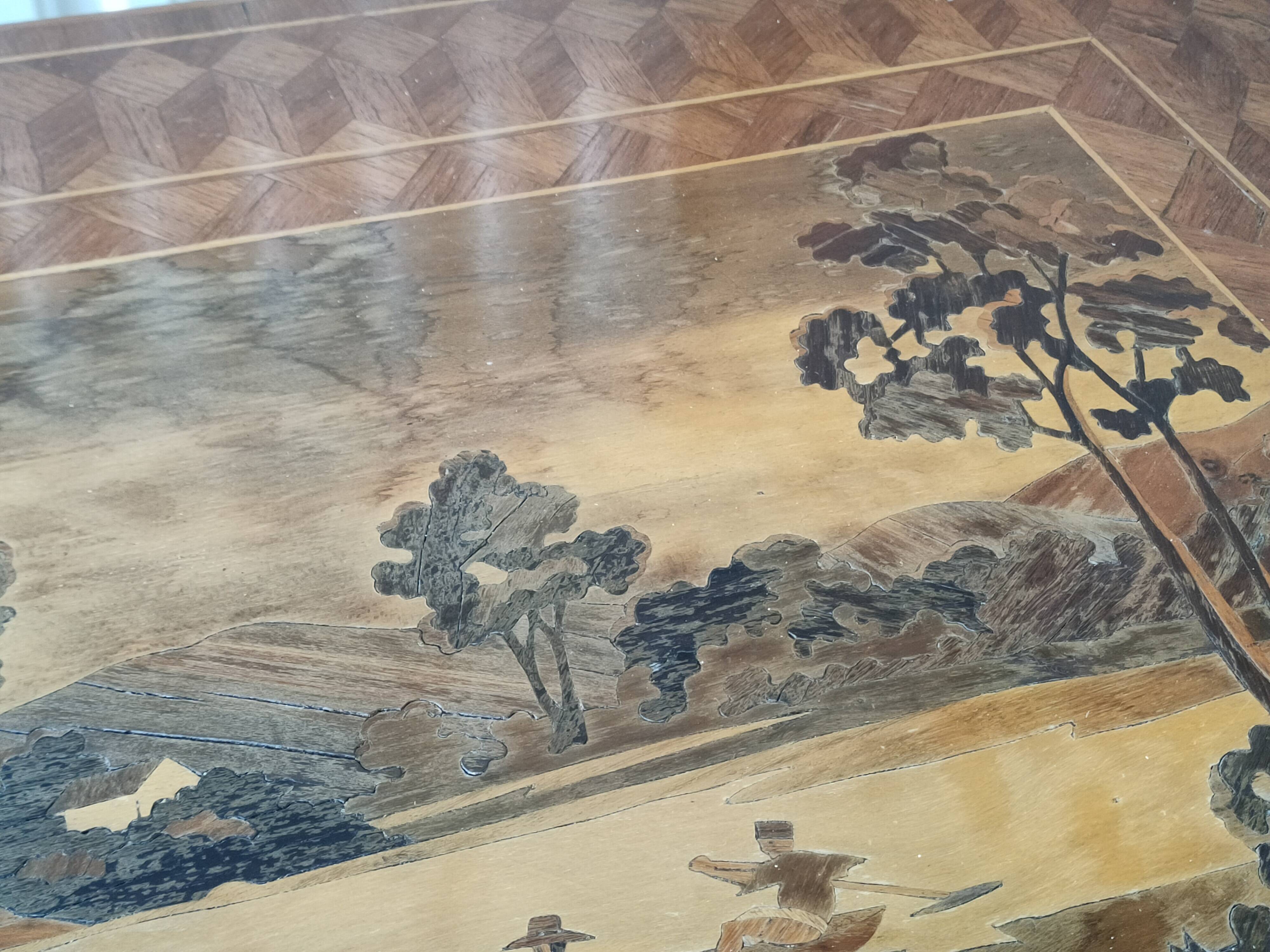 coffee table in marquetry from the 1950s-60s