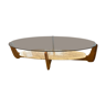 60s Hugues Poignant coffee table in Rosewood Marble and Smoked glass