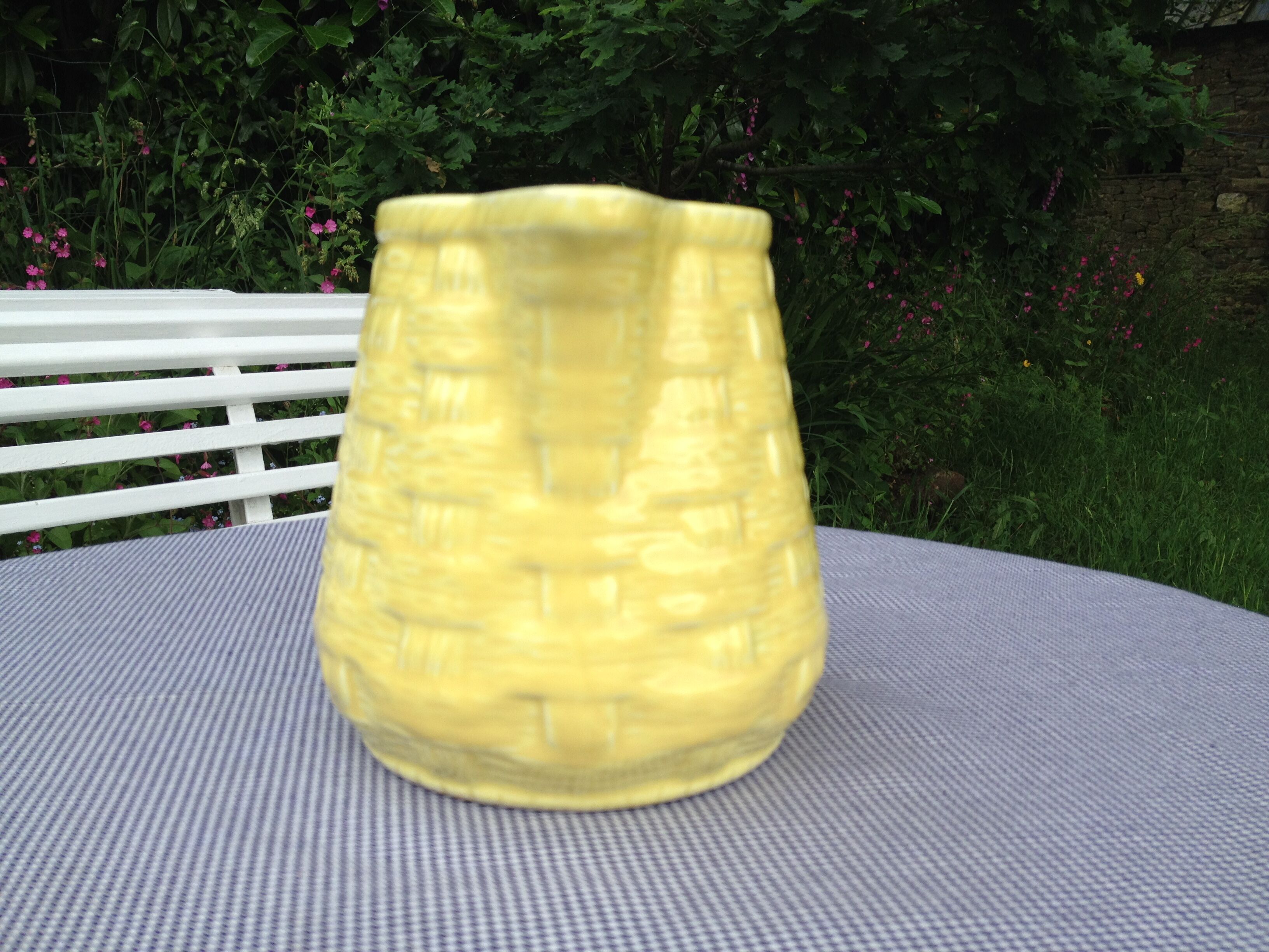 Yellow pitcher Digoin Sarreguemines 1940s