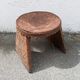 Wood and leather stool, handcrafted African art.
