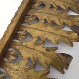 Old rectangular oak leaf mirror in gilded metal Spain 60 70