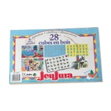 Educational game of 28 cubes of vintage wooden Jeujura