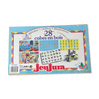 Educational game of 28 cubes of vintage wooden Jeujura