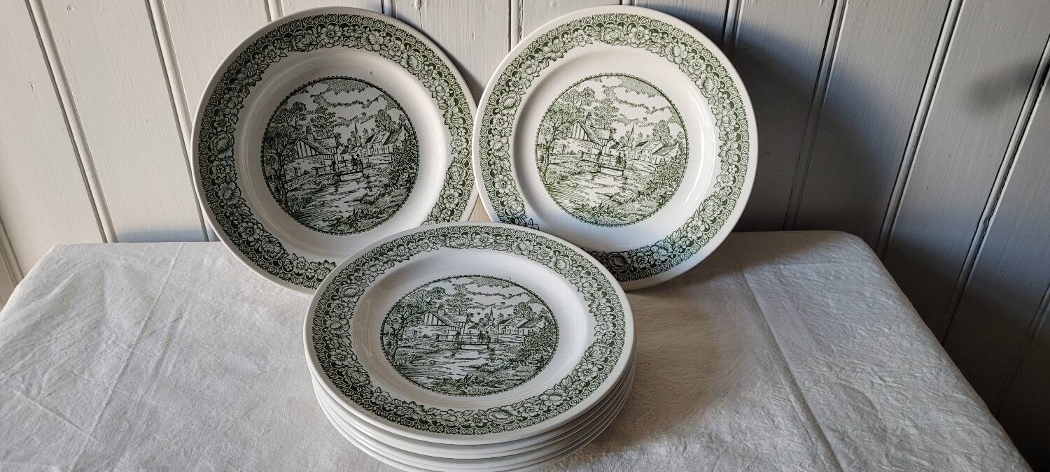 Pastoral decor earthenware dinner plates