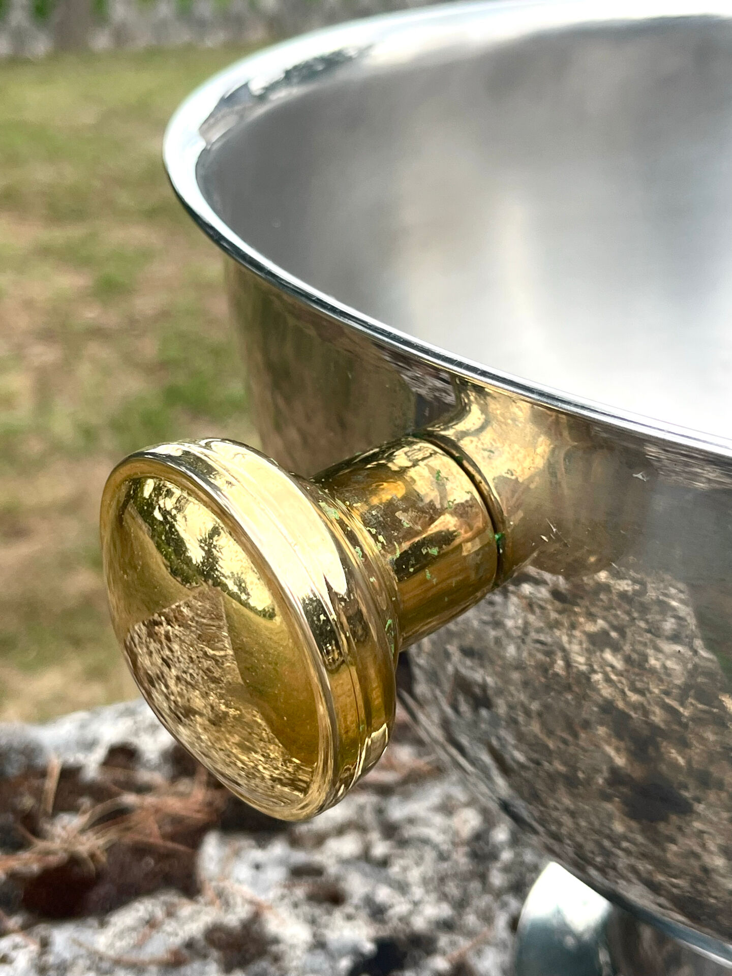 Large Aluminium Champagne Ice Bucket with Gold Tone Handles
