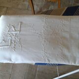 Old Embroidered Cloth. CB monogram and flowers