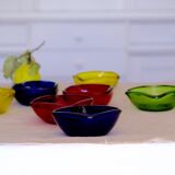 7 cups in colored glass Italy 50s