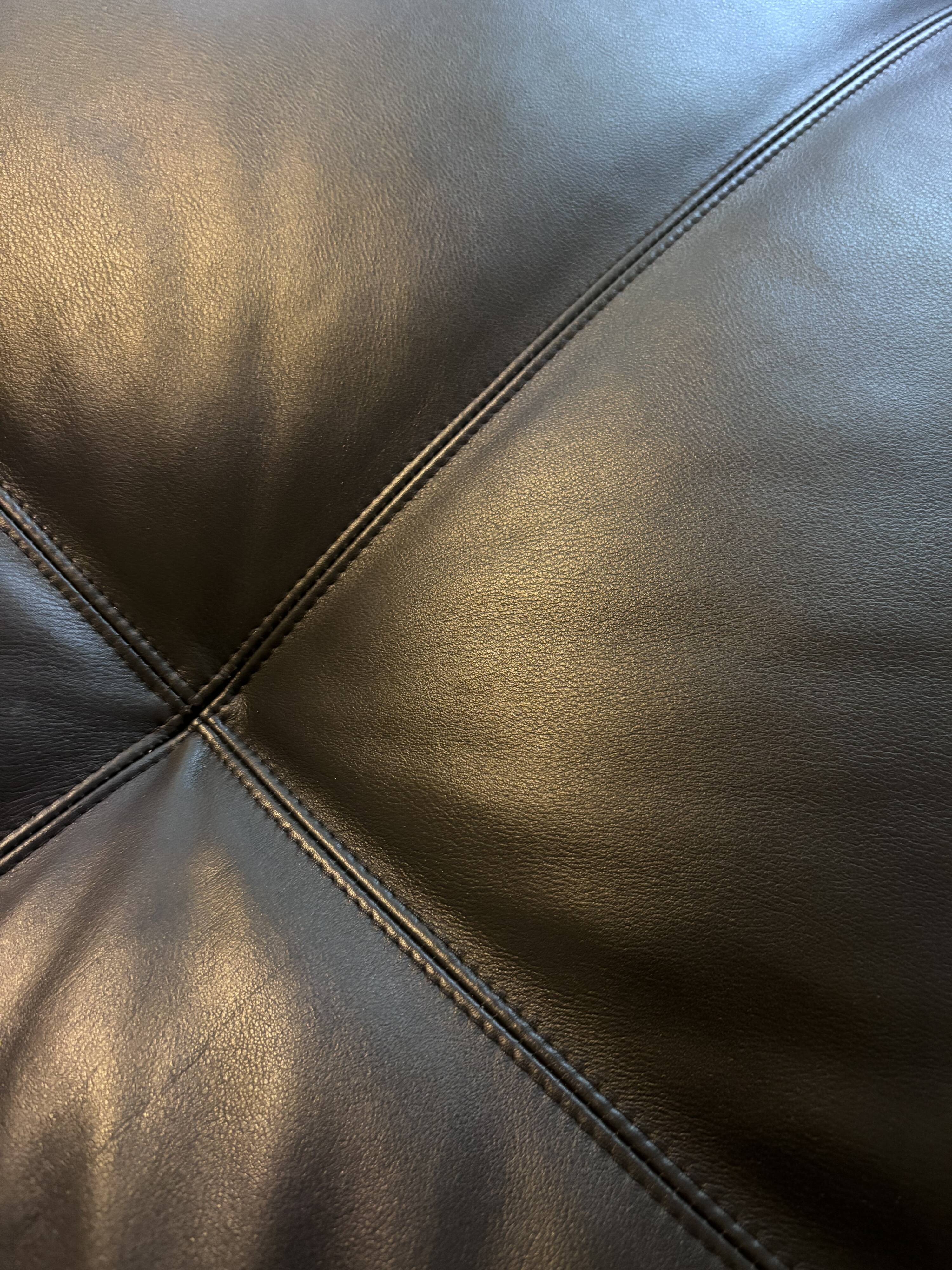 Black leather bench seat