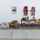 3x10 White Black Turkish Runner Rug 92x310Cm