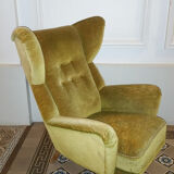 Danish wingback chair years 50-60 green armchair