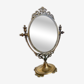 Psyche mirror, early XX th in golden brass