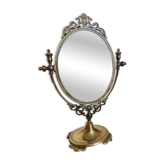 Psyche mirror, early XX th in golden brass