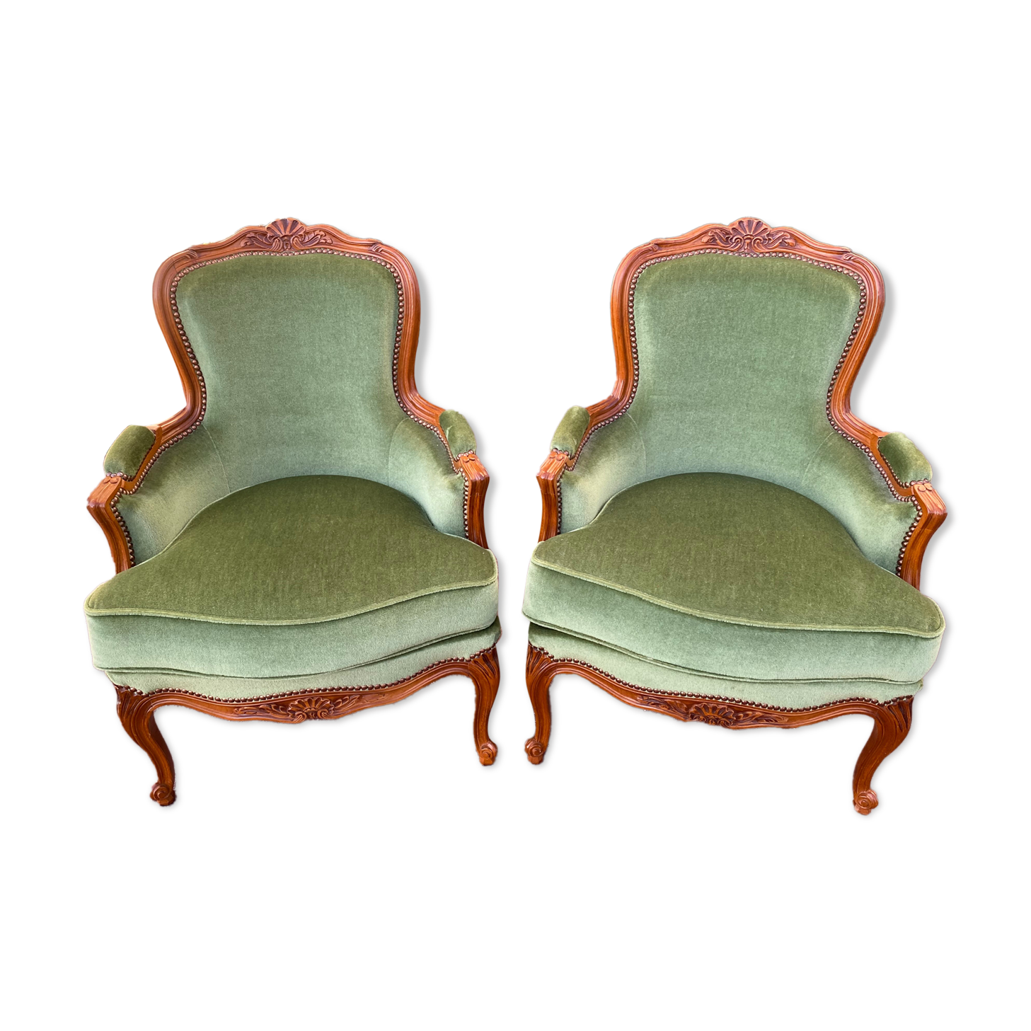 Paire de bergères fauteuils style Louis XV