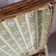 Malle / coffre en osier rotin vintage doublé tissu vert