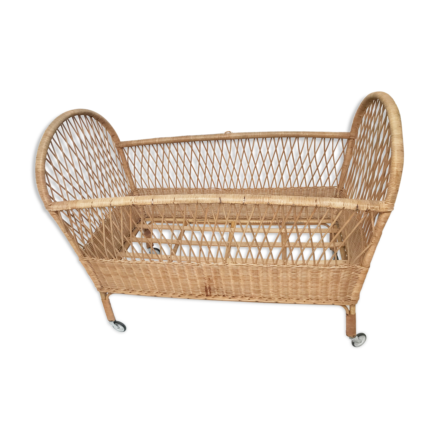 60s wicker rattan cradle bed