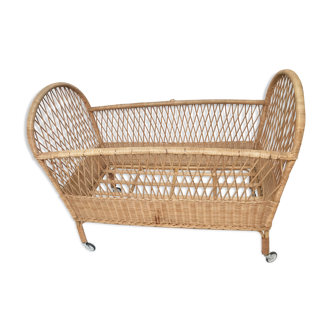 60s wicker rattan cradle bed