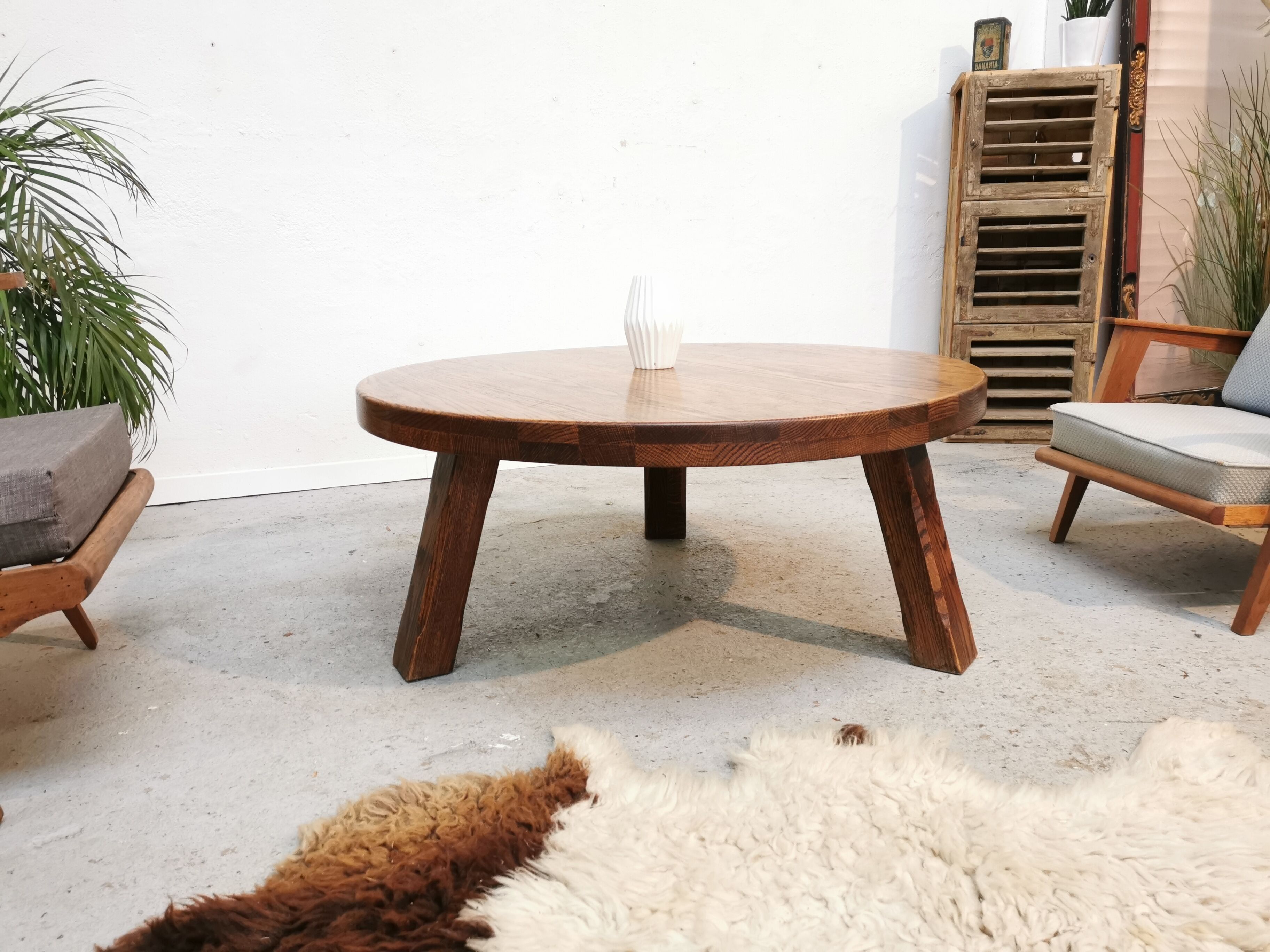Vintage tripod coffee table brutalist style