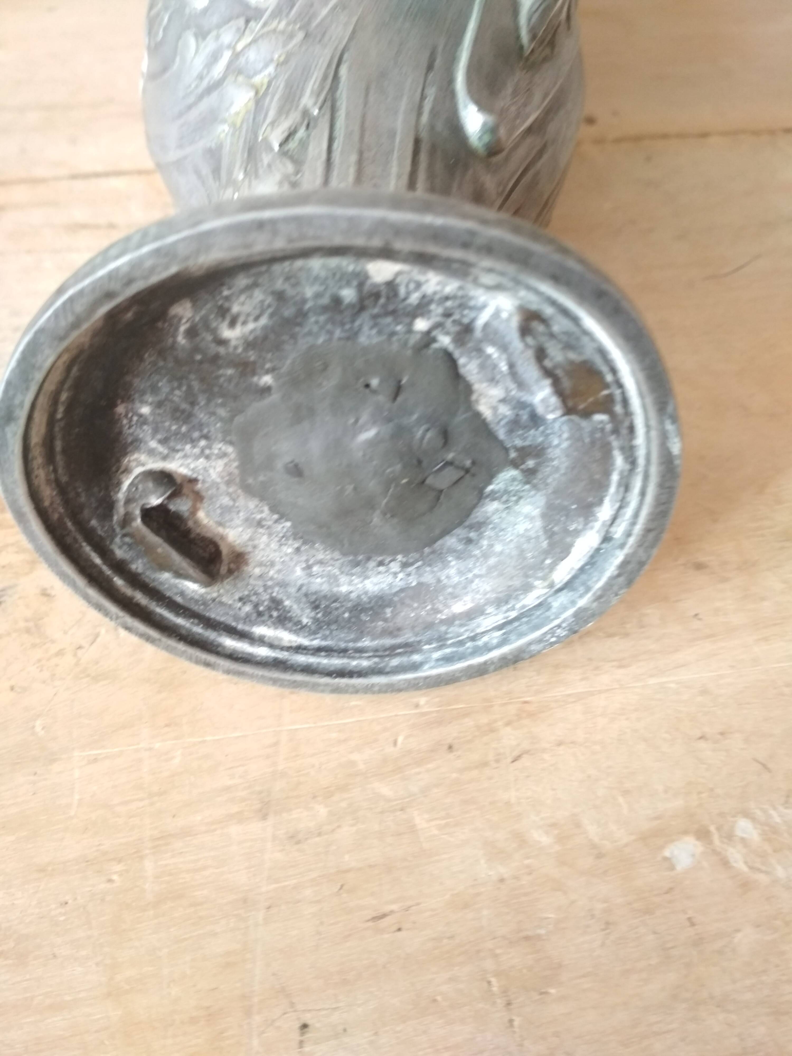 Art Nouveau style pewter vase - amphora vase