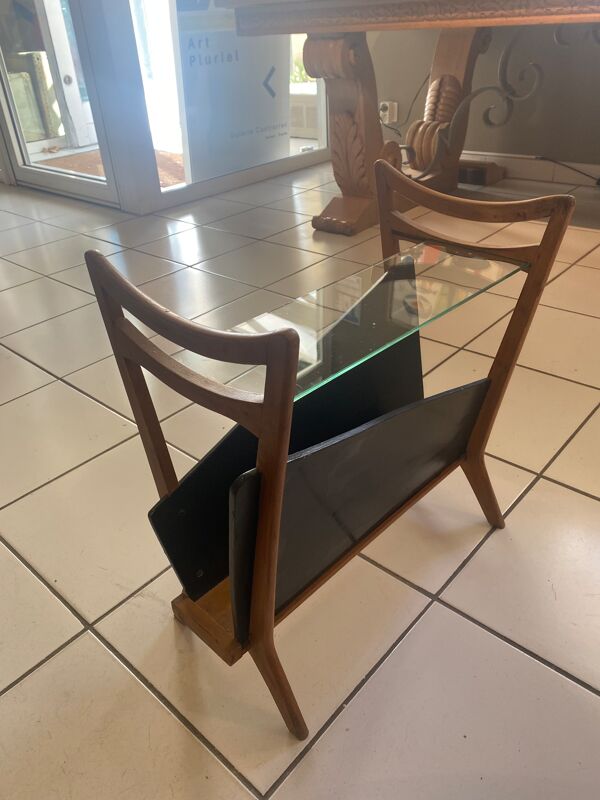 Porte-revue design en hêtre 1980s