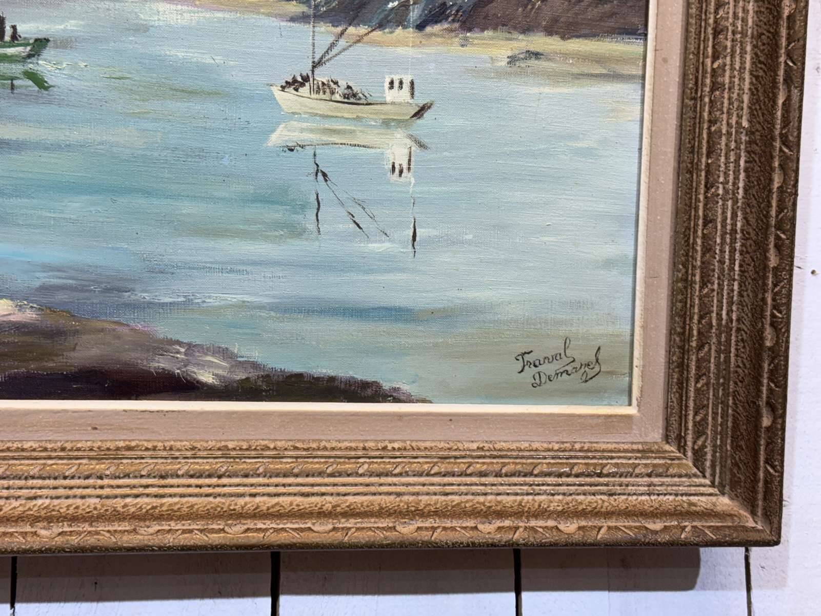 Oil on canvas signed fraval le demazel - bay of paimpol