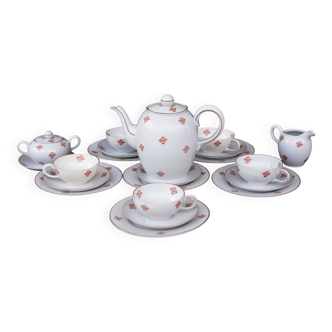 Service à thé et à café vintage en porcelaine de Volkstedt, Allemagne, avec crémier et sucrier