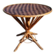 Table vintage en rotin et plateau noisetier