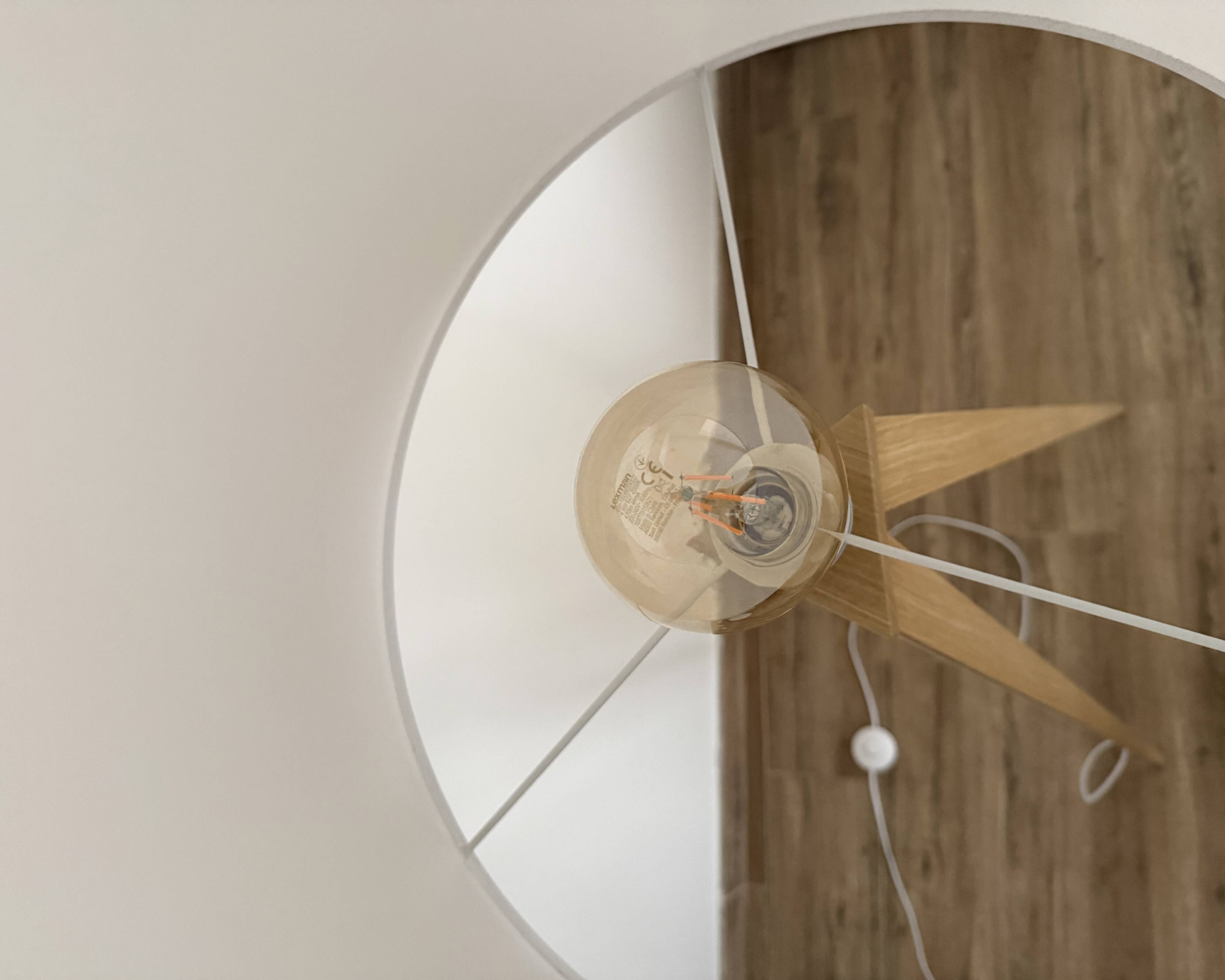 Scandinavian floor lamp - linen and solid wood