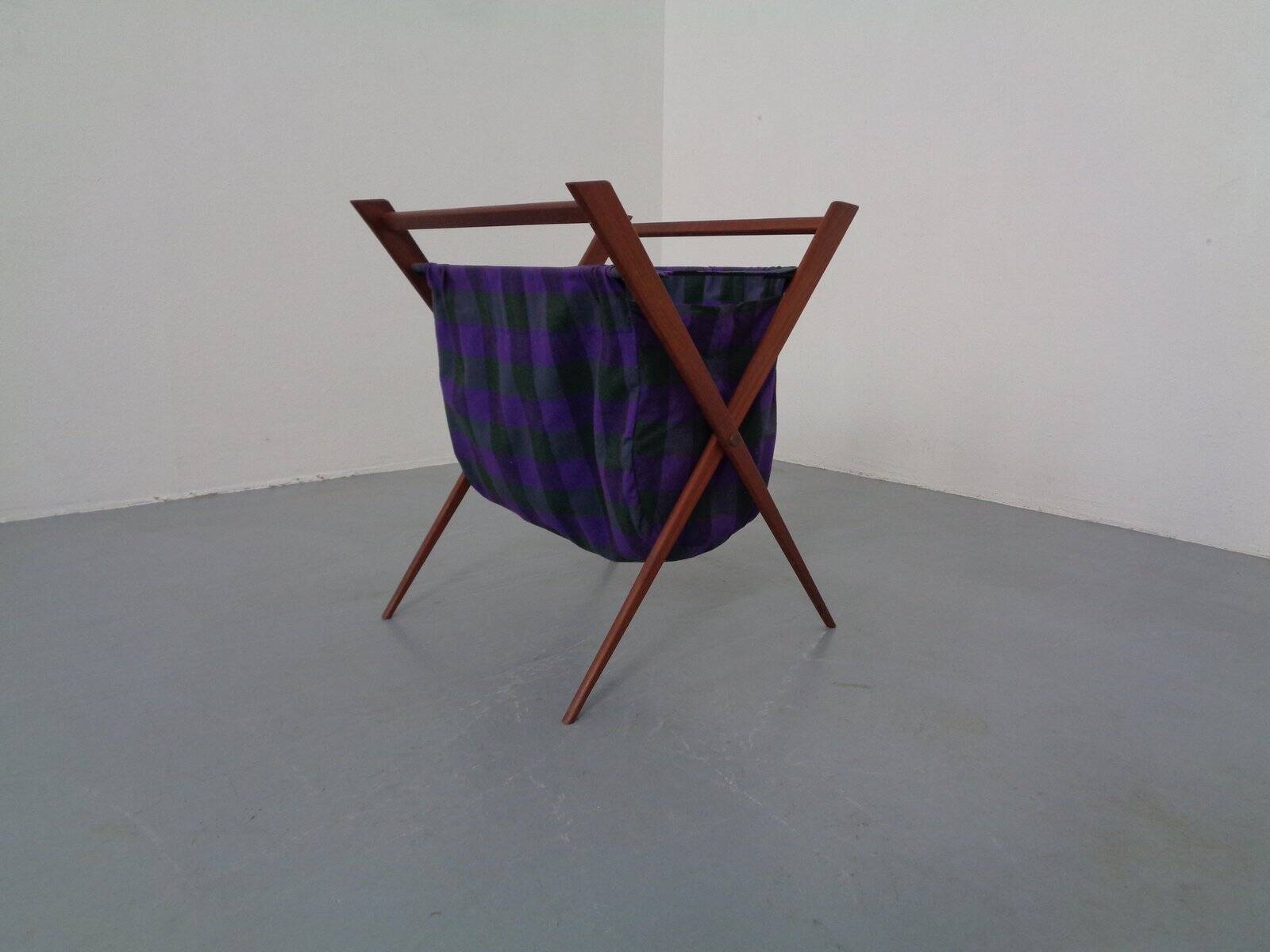 Danish Foldable Teak Magazine Rack, 1960s