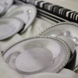 Silver and tin coffee set, 1970s, set of 25