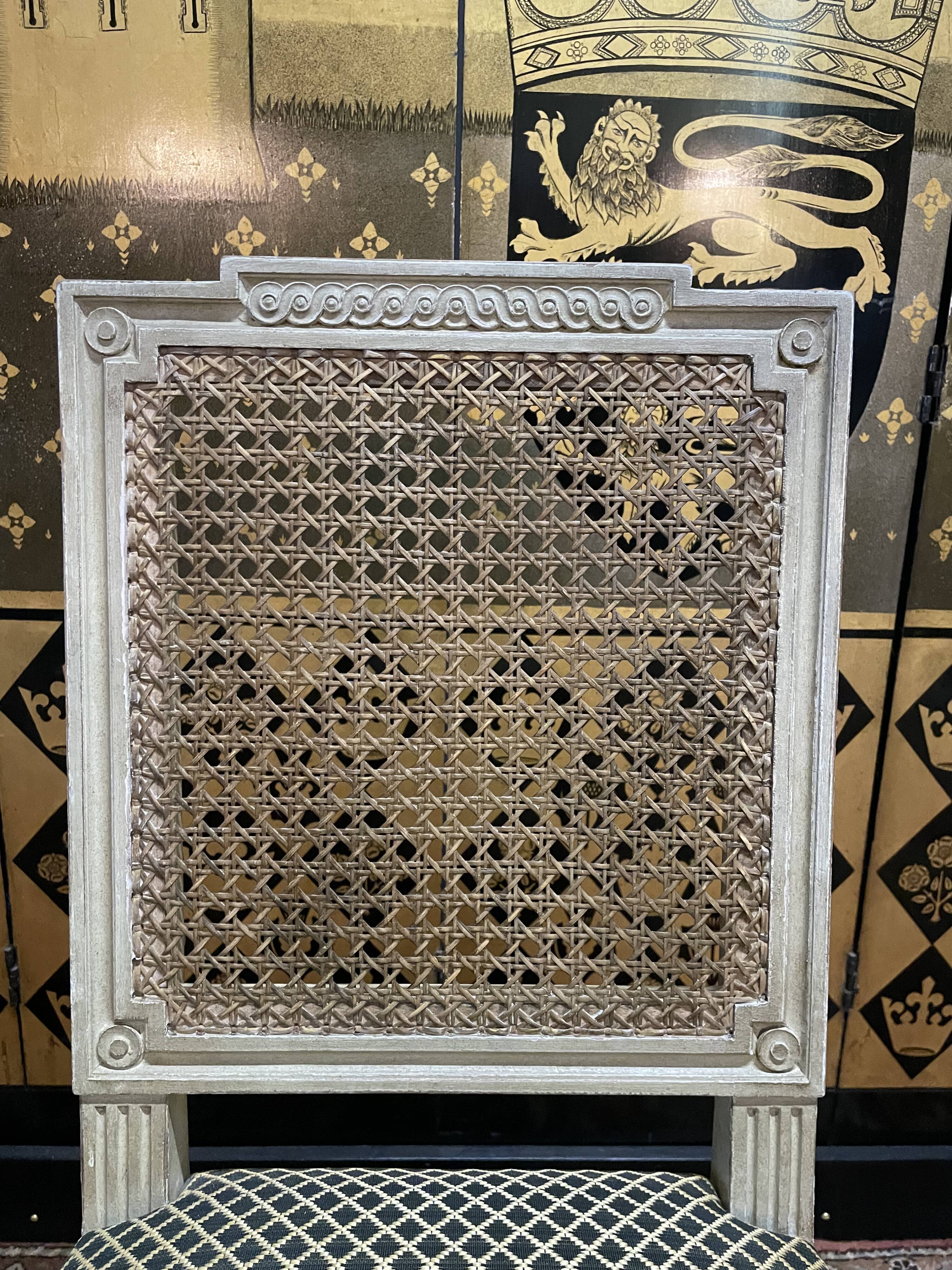 Set of 4 Louis XVI style caned chairs Jean Mocque