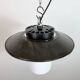 Industrial Grey Enamel Pendant Lamp with Milk Glass, 1960s