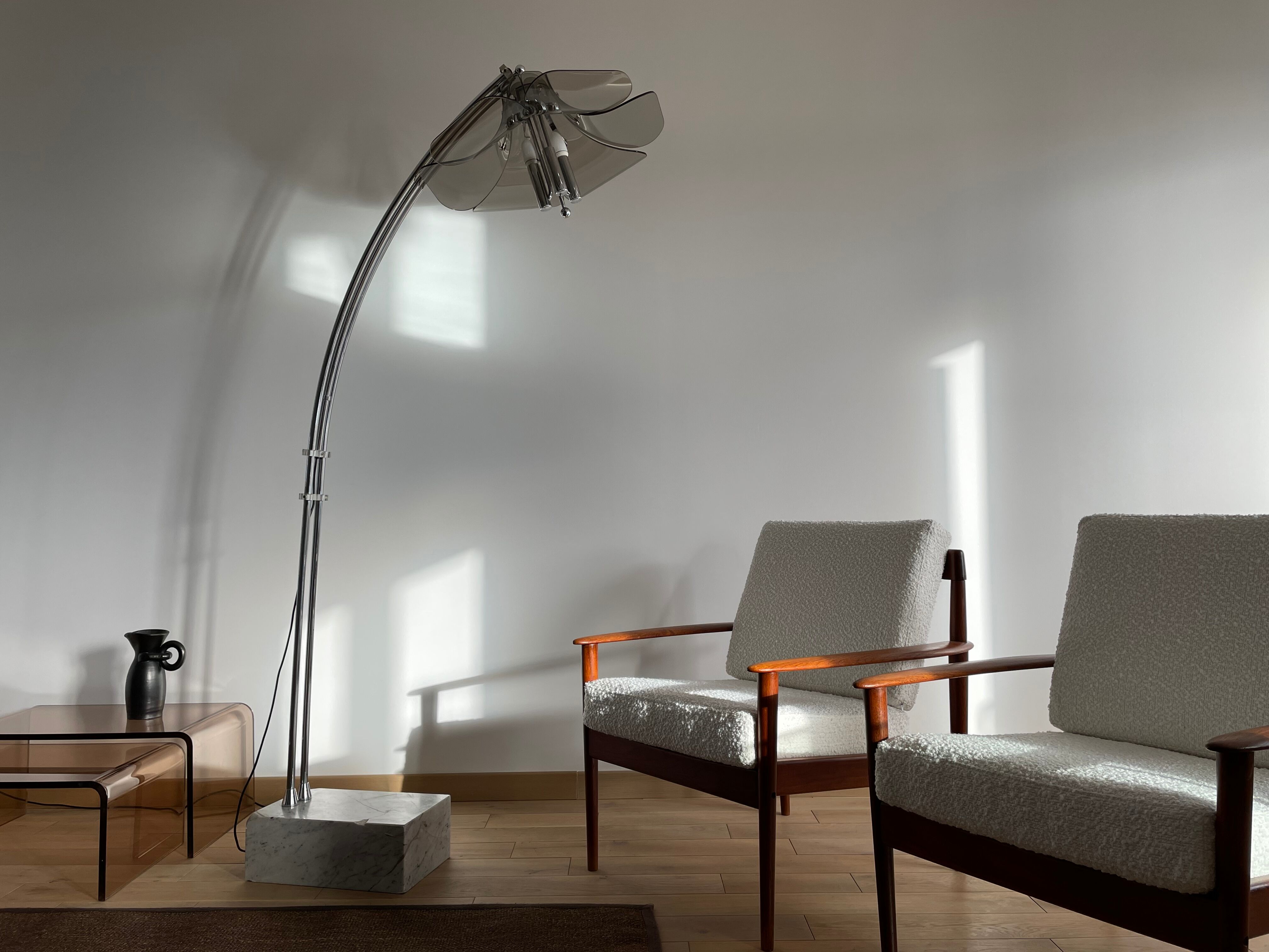 Floor lamp arc flower adjustable, italy, 1960