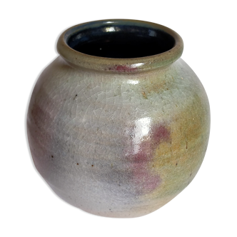 Ball vase in enamel sandstone cracked inside Indigo