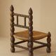 Chaise basse en bois (chêne) et paille circa 1950