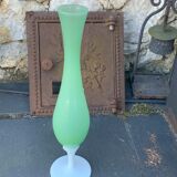 Vintage green and white opaline soliflore vase