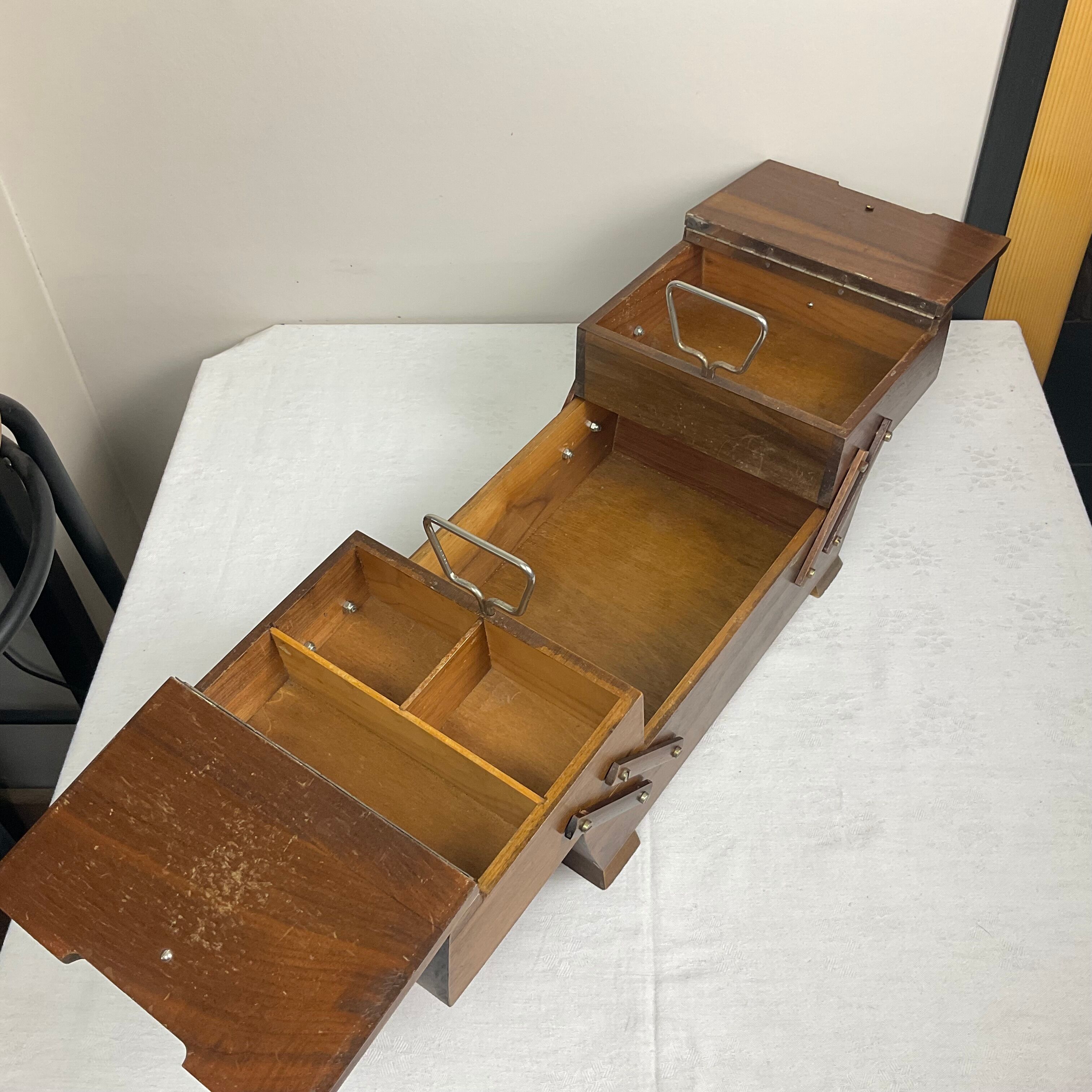 Antique wooden sewing box