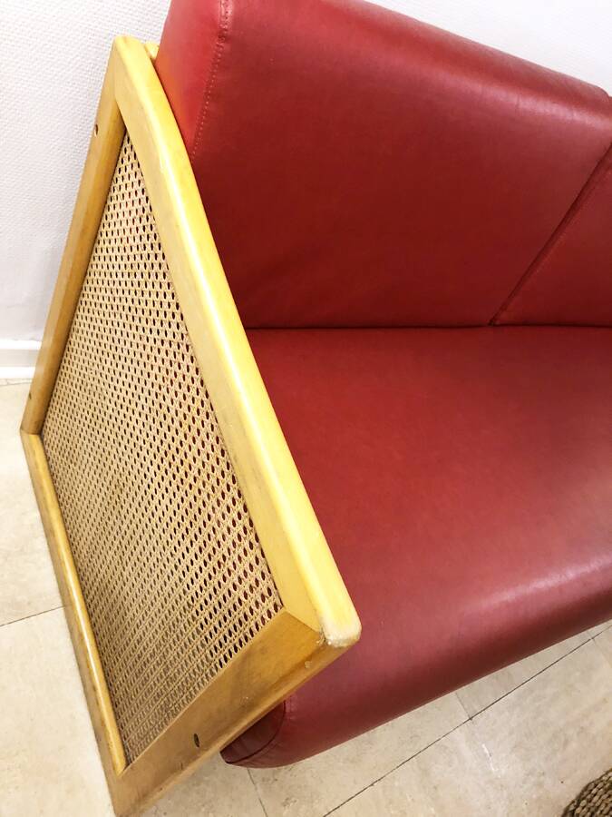 Banquette cannage vintage, 1980