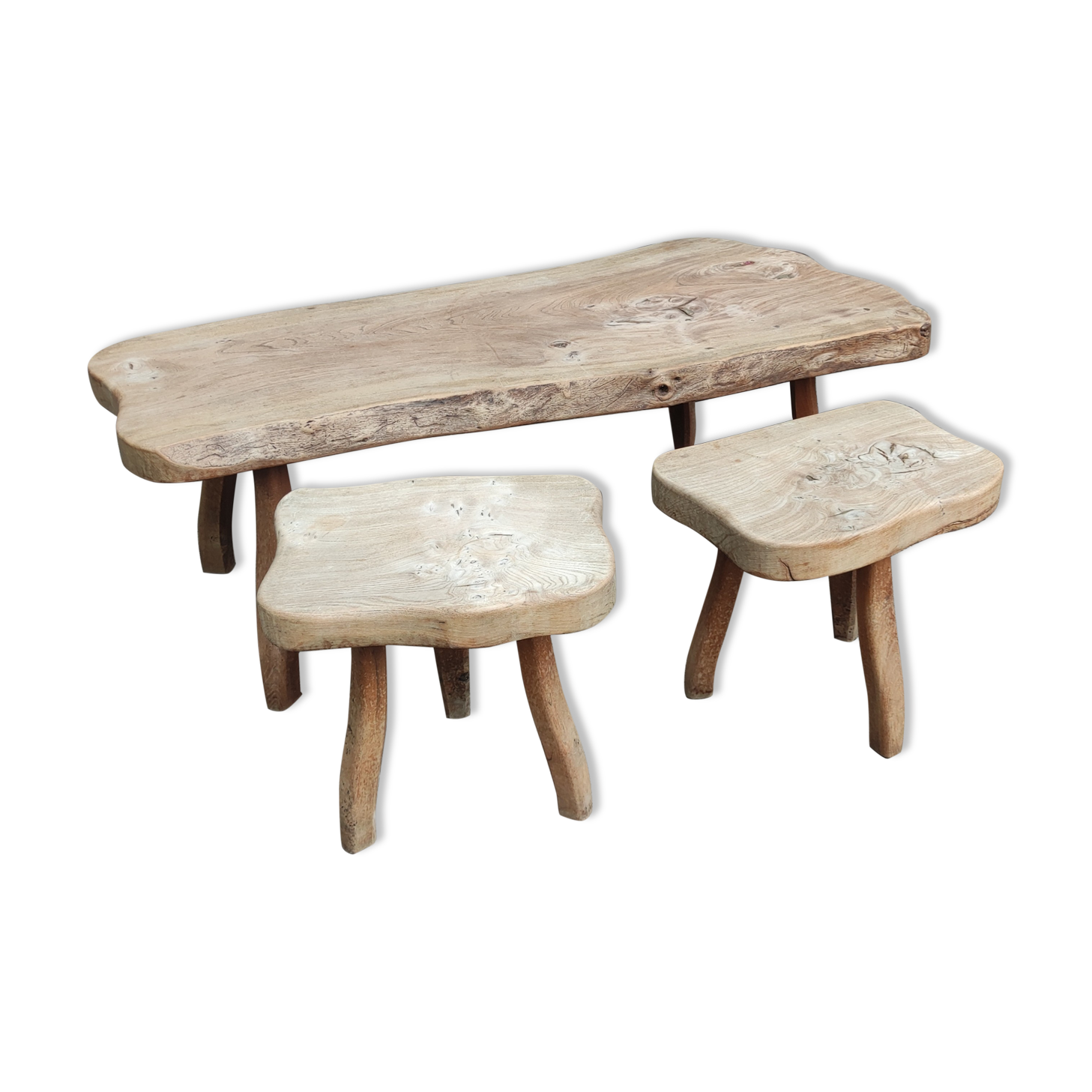 Old living room 3 rooms in wood, brutalist art