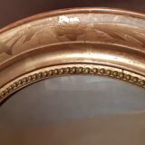 Golden wood oval mirror 50x61cm
