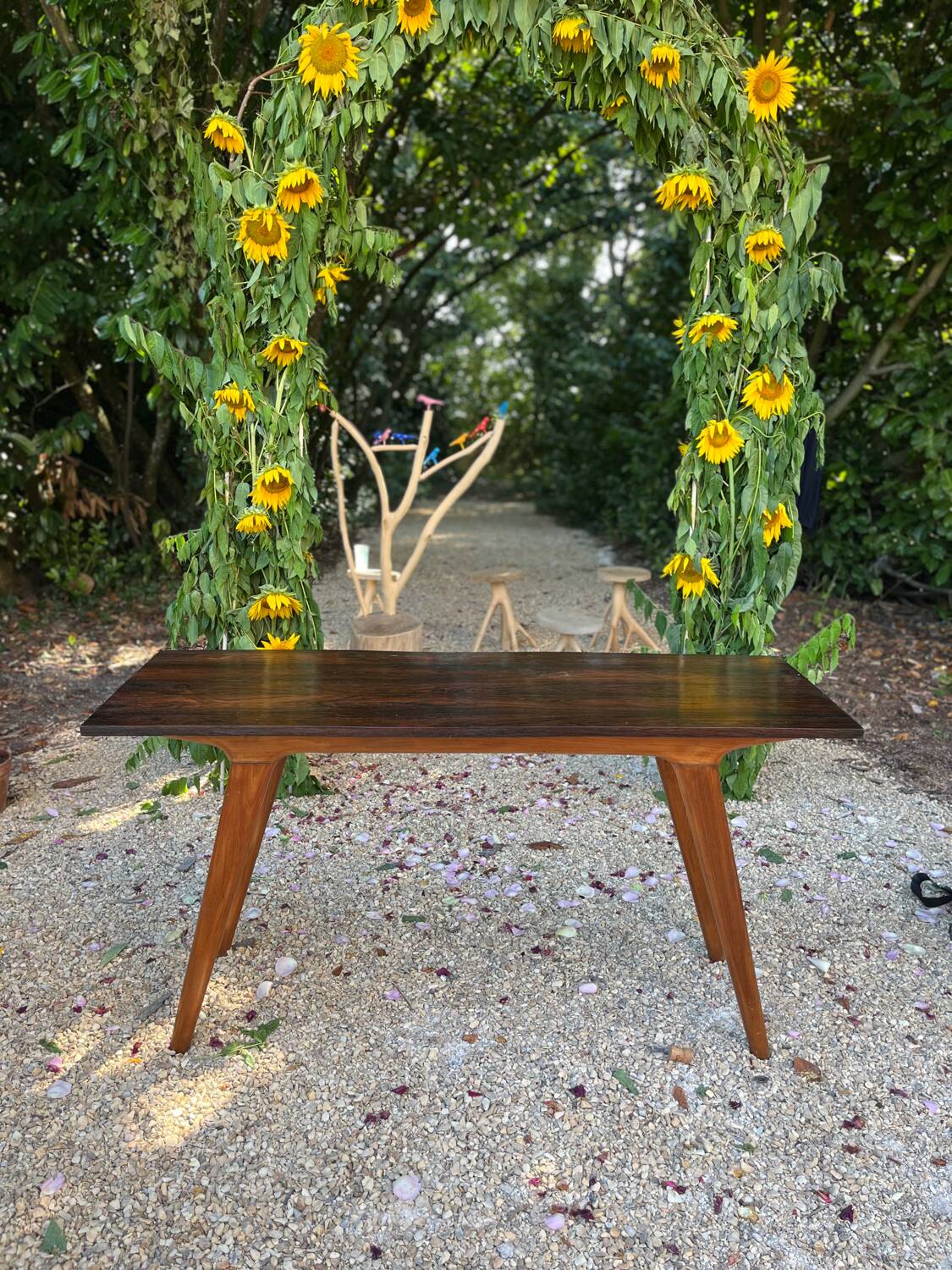 Console brésilienne en palissandre et caviuna, G Scapinelli